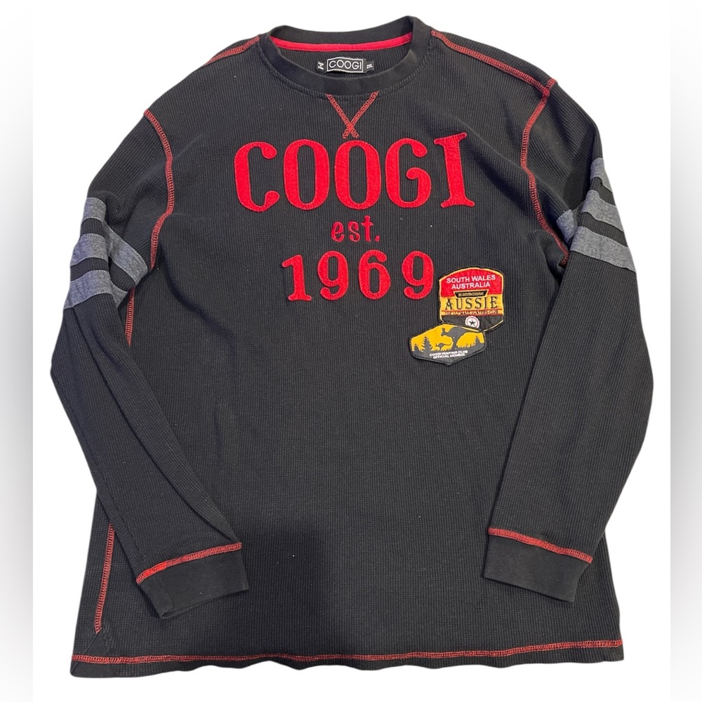Vintage Coogi Australia long-sleeve waffle knit pullover shirt size 2XL Y2K